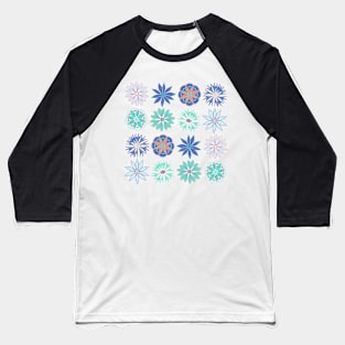 Bluish Summer Flowers Baseball T-Shirt